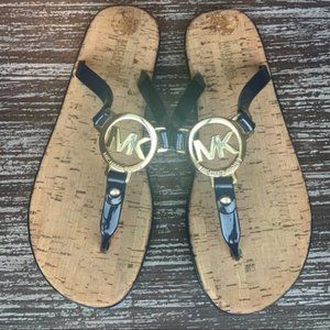 MICHAEL Michael Kors Cork Navy & Gold Flip Flops